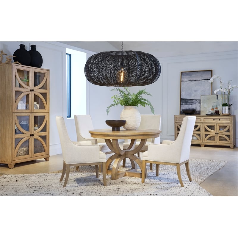 Magnussen Home Coventry Honey Maple Upholstered Host Chair Two Pack