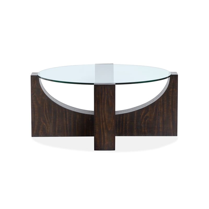 Magnussen Home Beckham Rustic Tavern Round Cocktail Table With Casters