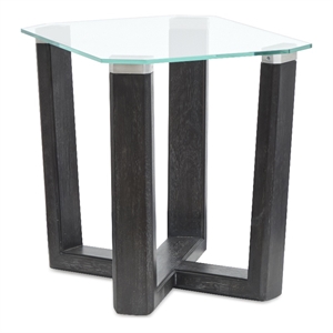 Magnussen Home Wexler Black Truffle And Clear Glass Rectangular End Table