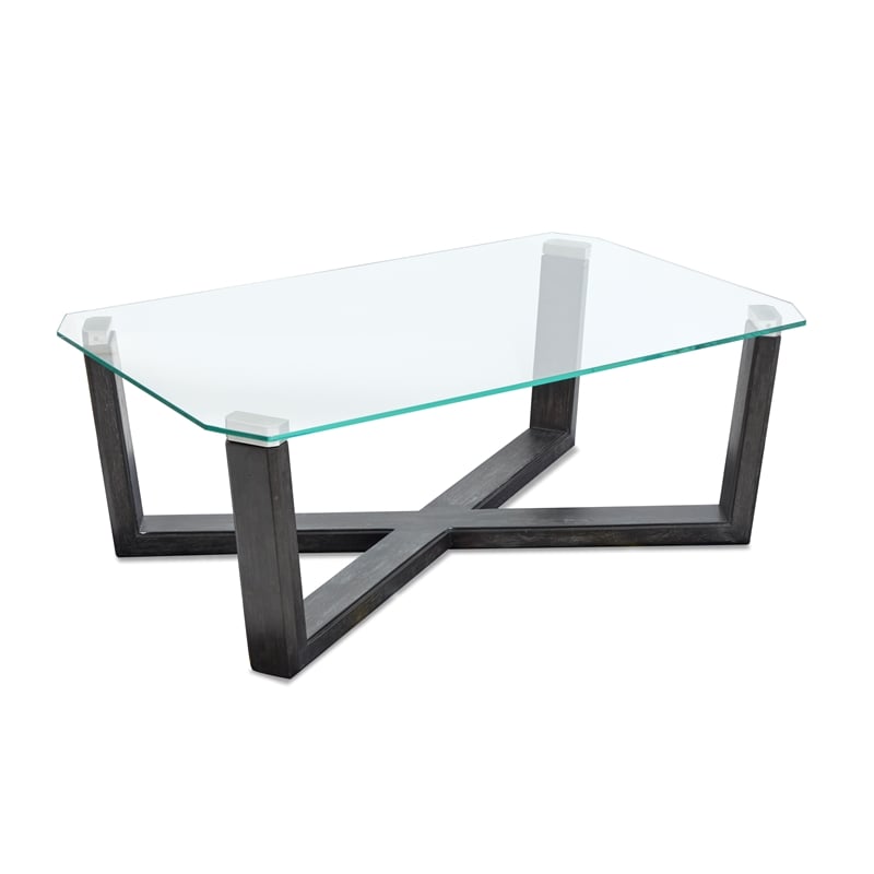 Magnussen Home Wexler Black Truffle And Clear Glass Rectangular Cocktail Table