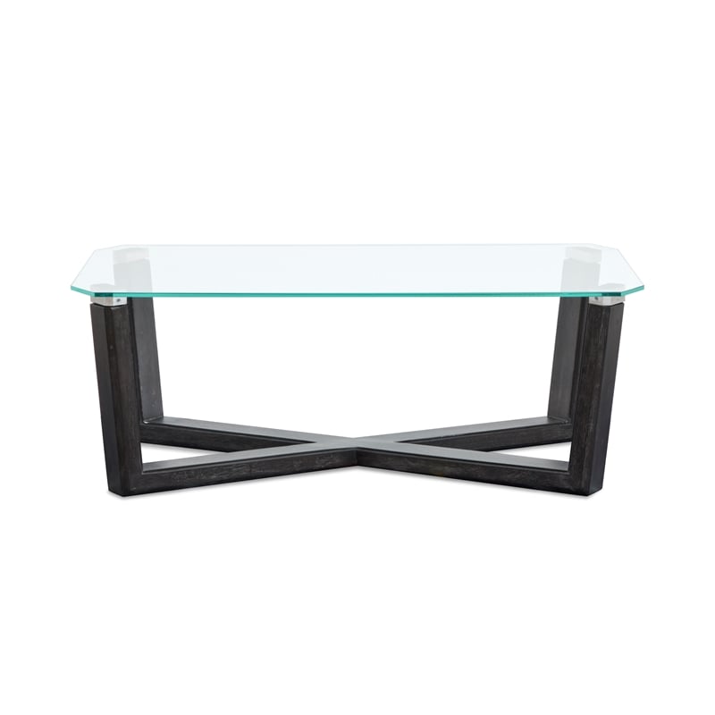 Magnussen Home Wexler Black Truffle And Clear Glass Rectangular Cocktail Table