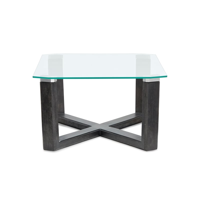 Magnussen Home Wexler Black Truffle And Clear Glass Rectangular Cocktail Table