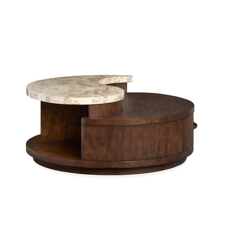 Magnussen Home Mcpherson Burnt Umber Round Cocktail Table With Casters