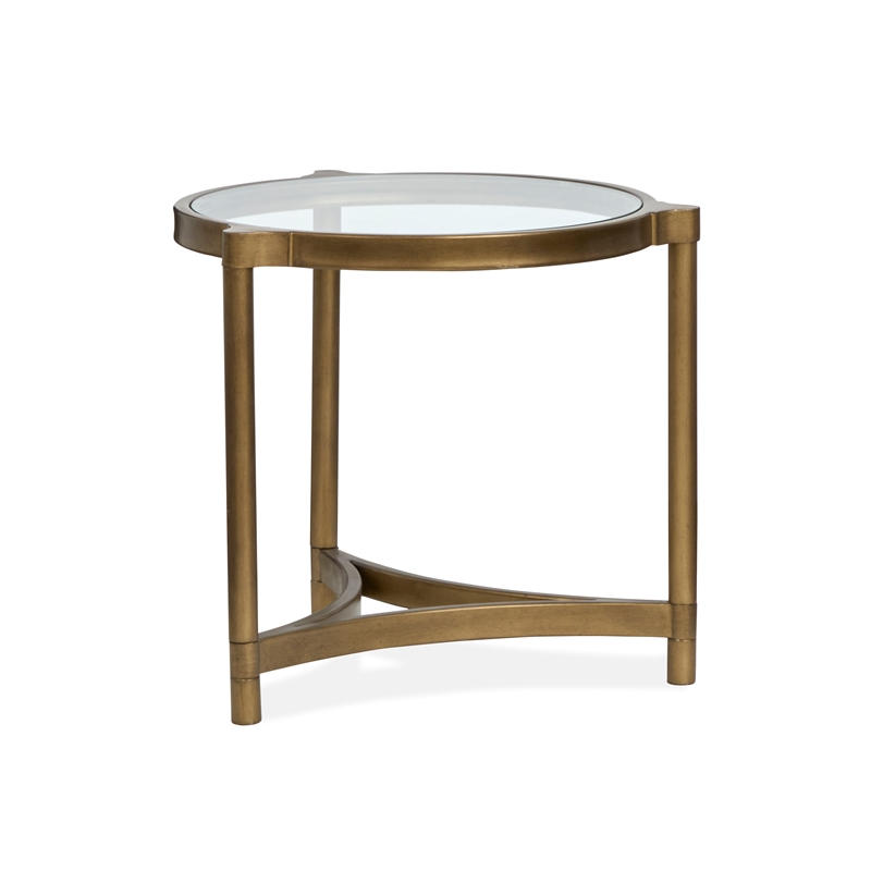 Magnussen Home Cassidy Aged Brass And Volakas Classic Round End Table