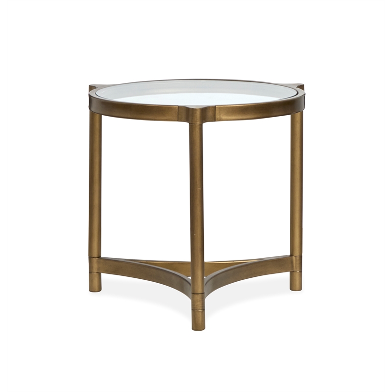 Magnussen Home Cassidy Aged Brass And Volakas Classic Round End Table