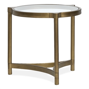 Magnussen Home Cassidy Aged Brass And Volakas Classic Round End Table