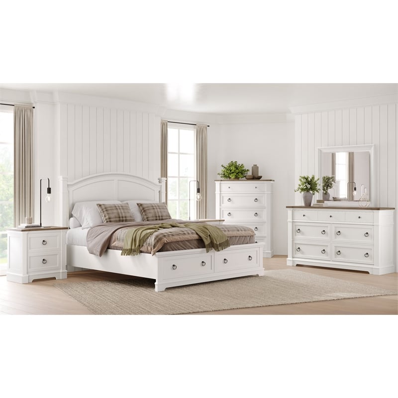 Magnussen Home Kingston Whisper White California King Panel Storage Bed