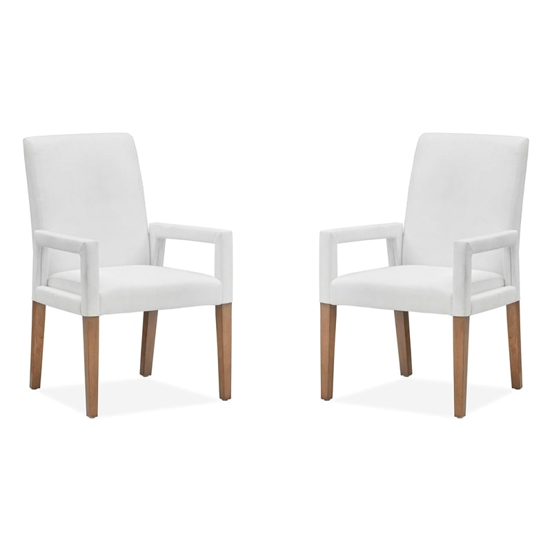 Magnussen Home Lindon Belgian Wheat White Upholstered Arm Chair Two Pack