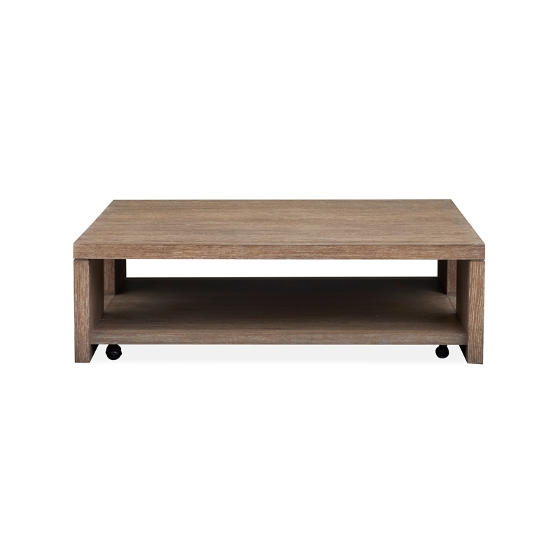 Magnussen Home Conway Spiced Brown Square Cocktail Table With Casters