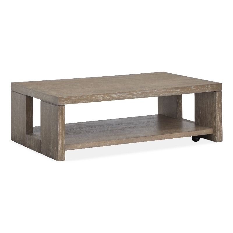 Magnussen Home Conway Spiced Brown Rectangular Cocktail Table With Casters