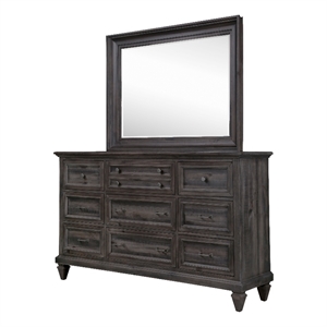 Magnussen Home Calistoga Weathered Charcoal Drawer Dresser With Landscape Mirror