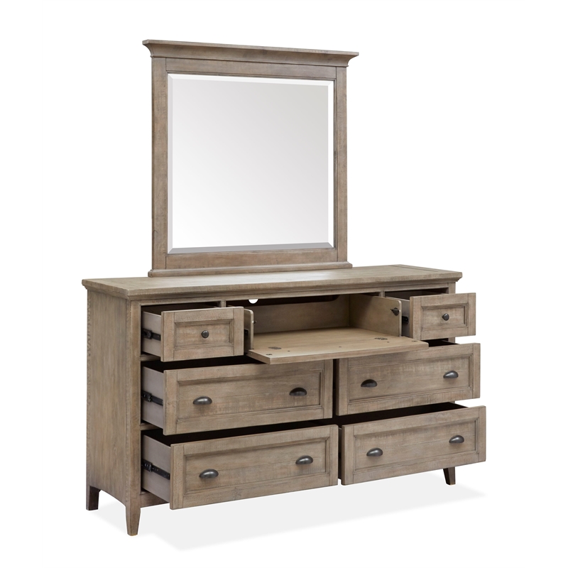 Magnussen Home Paxton Place Dovetail Grey Drawer Dresser With Landscape Mirror