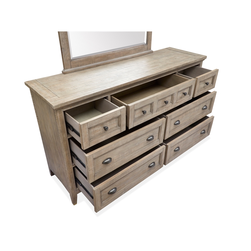 Magnussen Home Paxton Place Dovetail Grey Drawer Dresser With Landscape Mirror