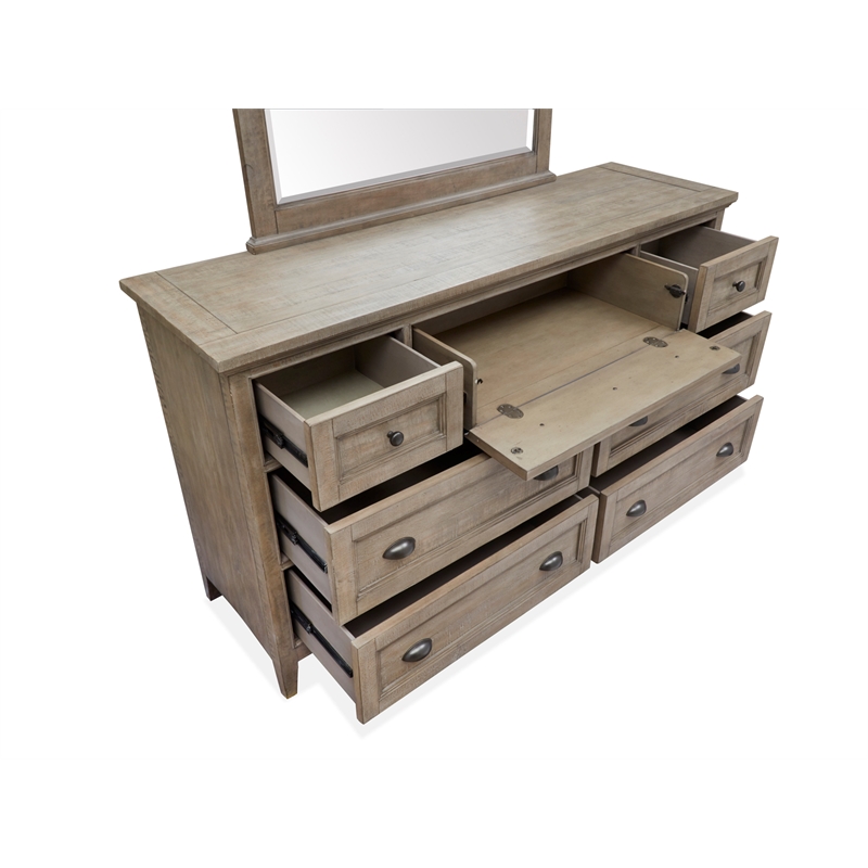 Magnussen Home Paxton Place Dovetail Grey Drawer Dresser With Landscape Mirror