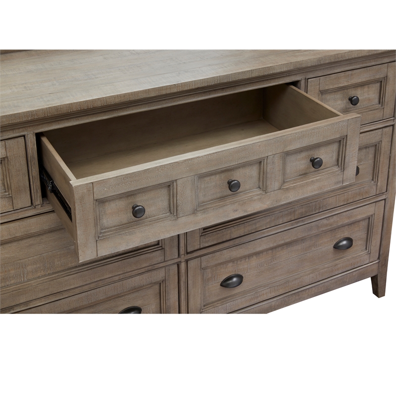 Magnussen Home Paxton Place Dovetail Grey Drawer Dresser With Landscape Mirror