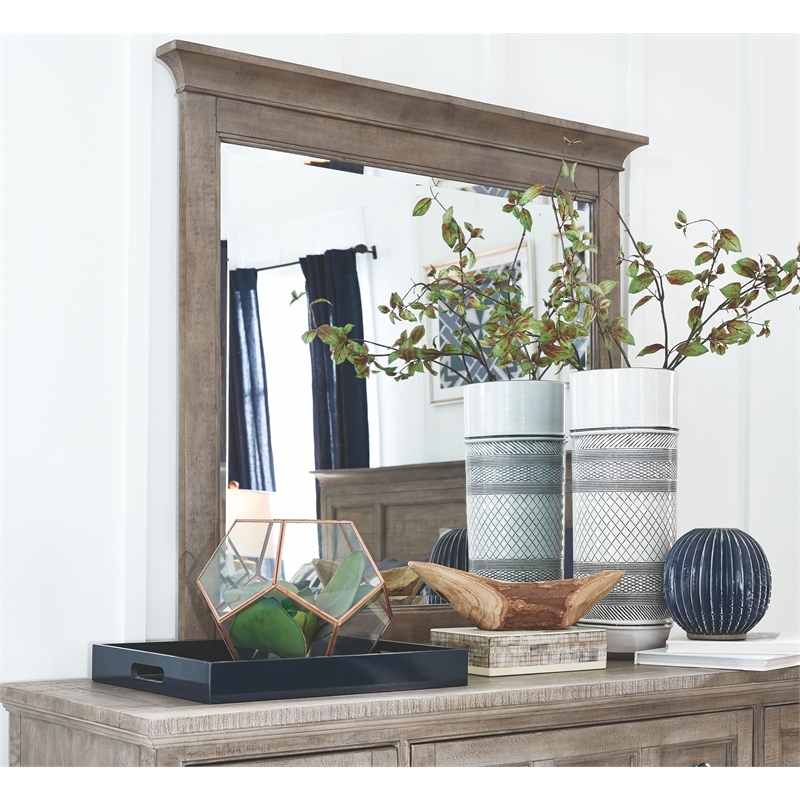 Magnussen Home Paxton Place Dovetail Grey Drawer Dresser With Landscape Mirror
