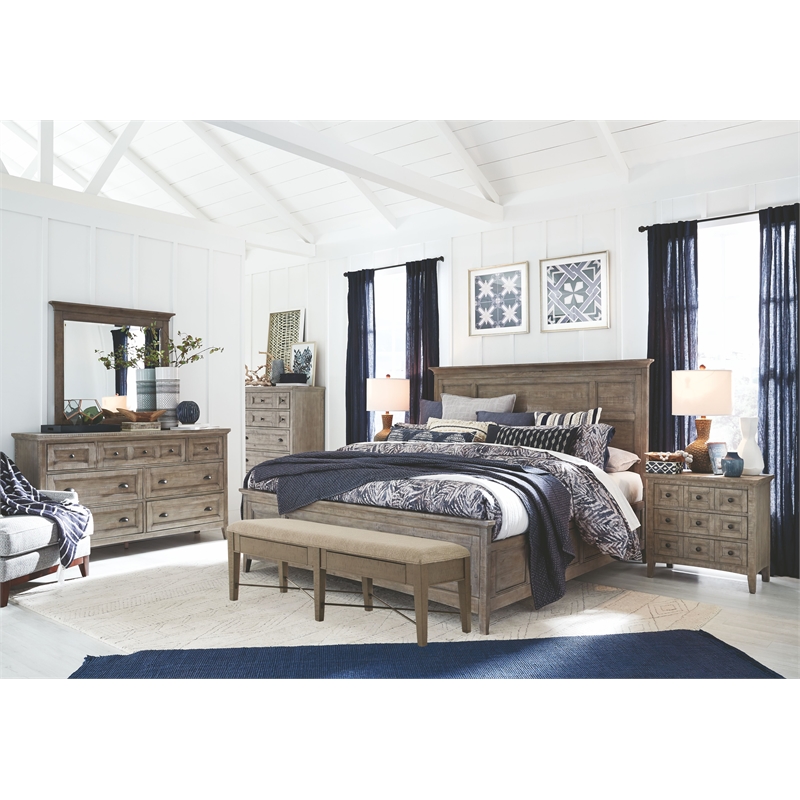 Magnussen Home Paxton Place Dovetail Grey King Panel Storage Bed