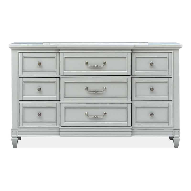 Magnussen Home Glenbrook Pebble Drawer Dresser With Landscape Mirror in Pebble