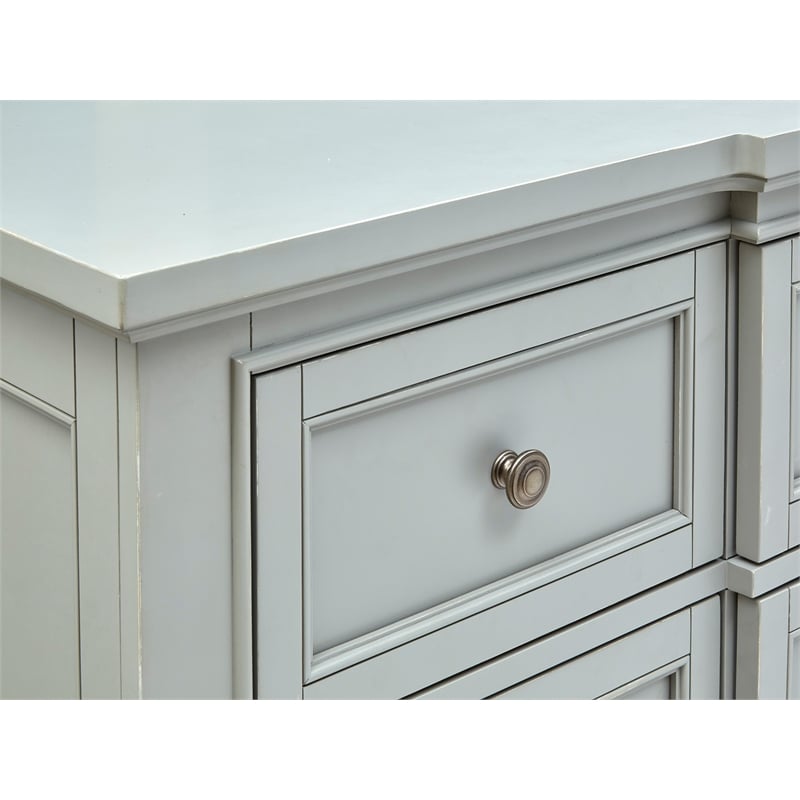 Magnussen Home Glenbrook Pebble Drawer Dresser With Landscape Mirror in Pebble