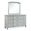 Magnussen Home Glenbrook Pebble Drawer Dresser With Landscape Mirror in Pebble