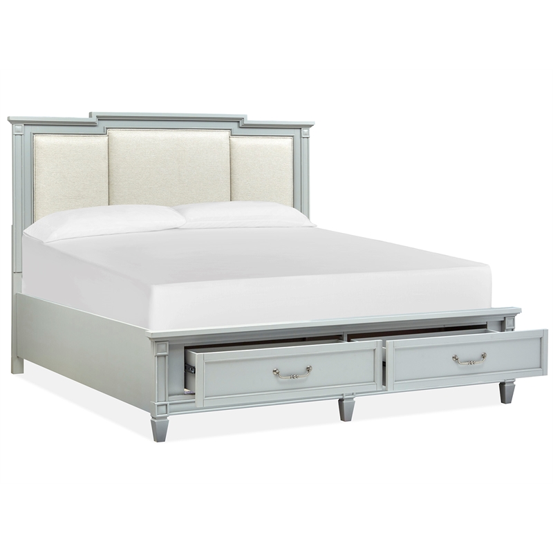 Magnussen Home Glenbrook Pebble California King Upholstered Panel Storage Bed
