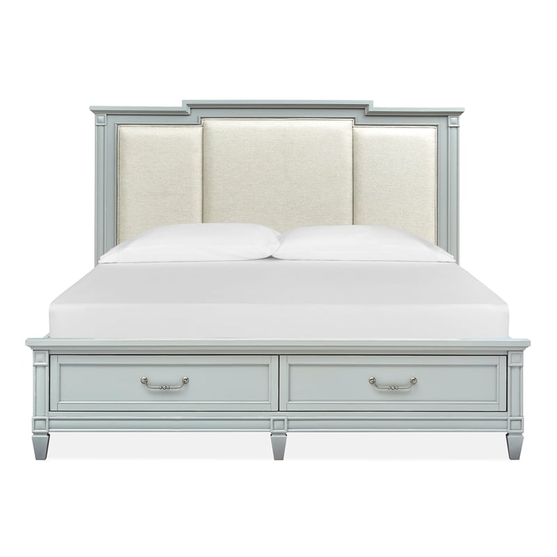 Magnussen Home Glenbrook Pebble California King Upholstered Panel Storage Bed