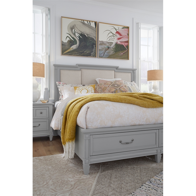 Magnussen Home Glenbrook Pebble California King Upholstered Panel Storage Bed