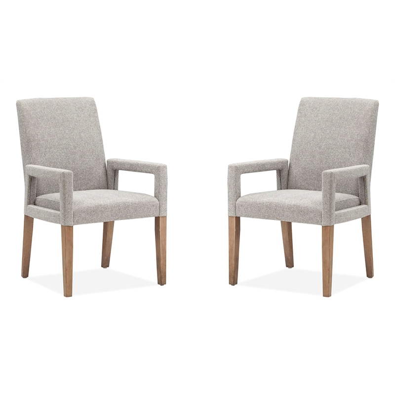 Magnussen Home Lindon Belgian Wheat Grey Upholstered Arm Chair Two Pack