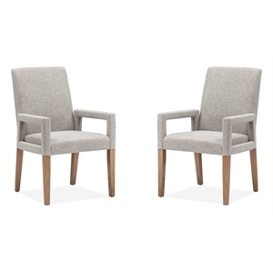 Magnussen Home Lindon Belgian Wheat Grey Upholstered Arm Chair Two Pack