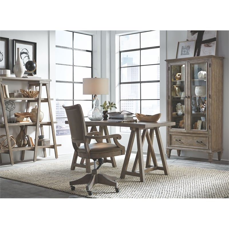 Magnussen Home Lancaster Dovetail Grey Fully Upholstered Swivel Chair