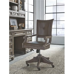 Magnussen Home Lancaster Dovetail Grey Fully Upholstered Swivel Chair