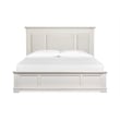 Magnussen Home Kingston Queen Upholstered Panel Bed in White And Nutmeg