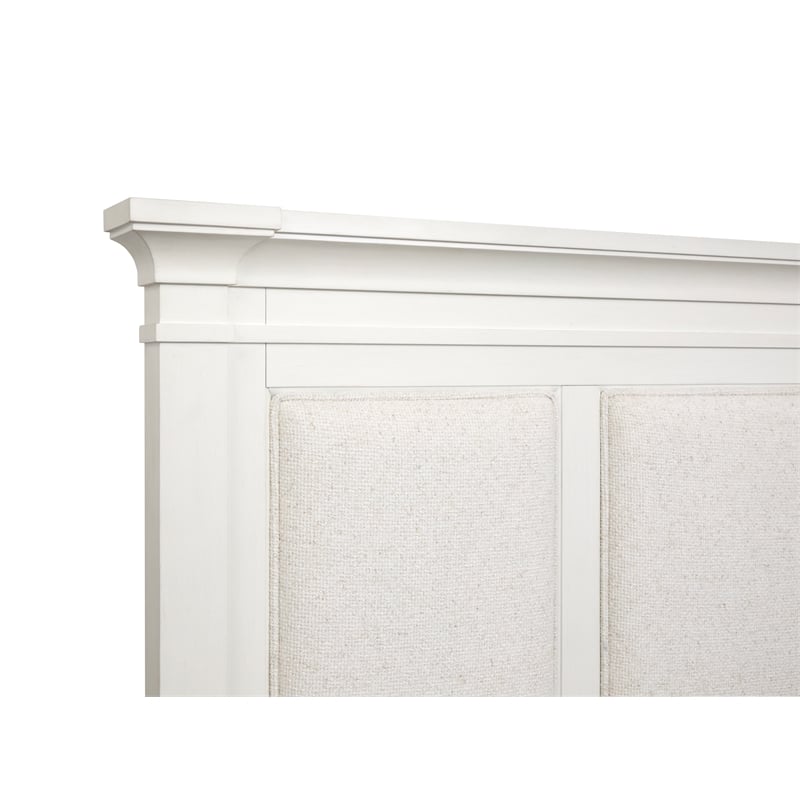 Magnussen Home Kingston Queen Upholstered Panel Bed in White And Nutmeg