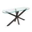 Magnussen Home Jax Oval Sofa Table in Carbon Shadow And Chrome