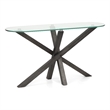 Magnussen Home Jax Oval Sofa Table in Carbon Shadow And Chrome