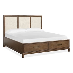 Magnussen Home Ridgefield Queen Upholstered Panel Storage Bed in Russet