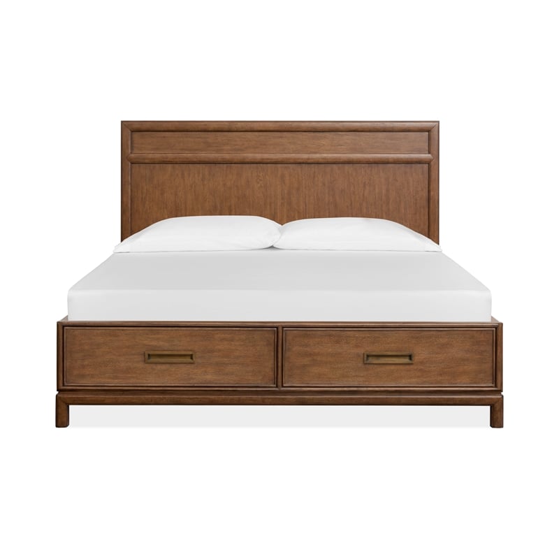 Magnussen Home Ridgefield King Panel Storage Bed in Russet