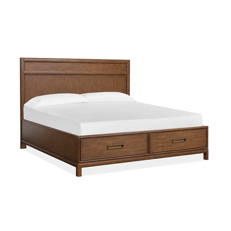 Magnussen Home Ridgefield King Panel Storage Bed in Russet