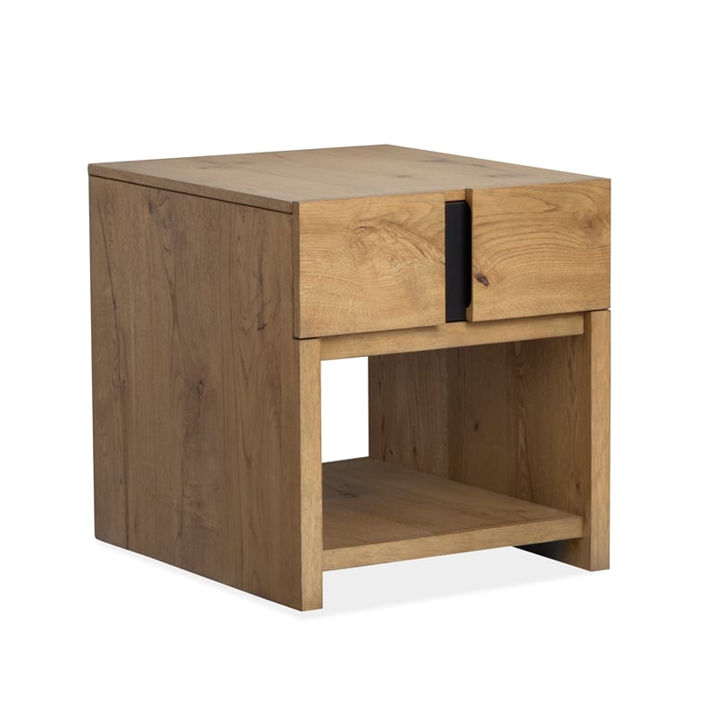 Magnussen Home Ripley Rustic Rectangular End Table in Caramel And Dark Bronze