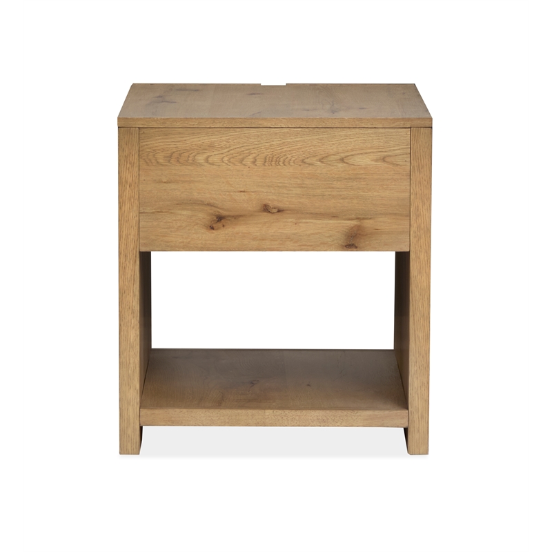 Magnussen Home Ripley Rustic Rectangular End Table in Caramel And Dark Bronze