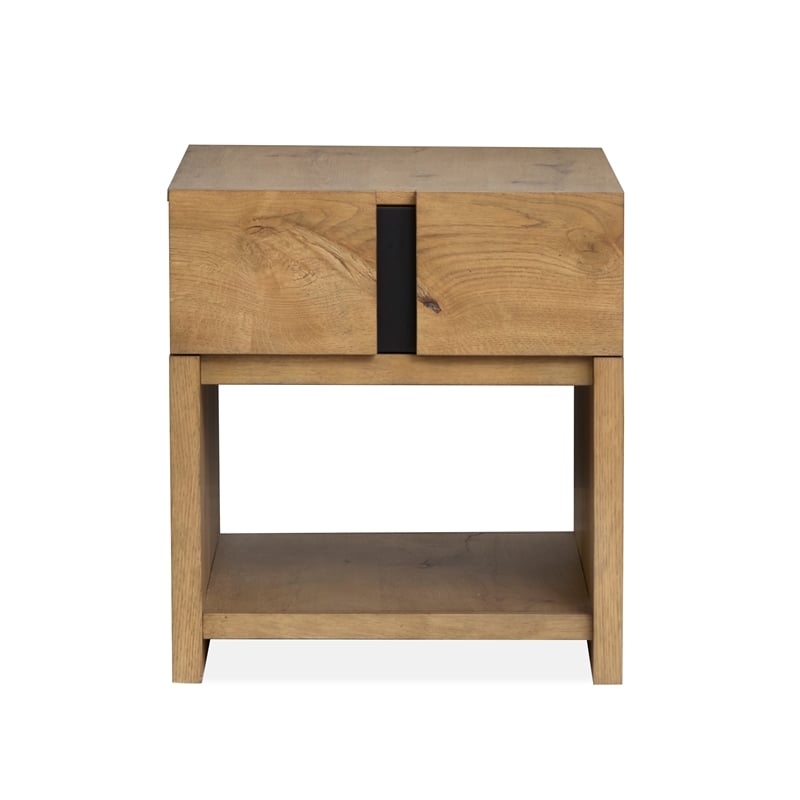 Magnussen Home Ripley Rustic Rectangular End Table in Caramel And Dark Bronze