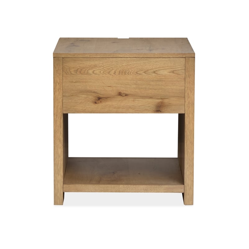 Magnussen Home Ripley Rustic Rectangular End Table in Caramel And Dark Bronze