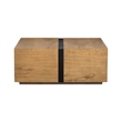 Magnussen Home Ripley Rustic Square Cocktail Table w Casters in Caramel & Bronze