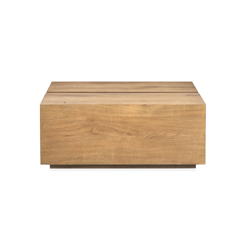 Magnussen Home Ripley Rustic Square Cocktail Table w Casters in Caramel & Bronze