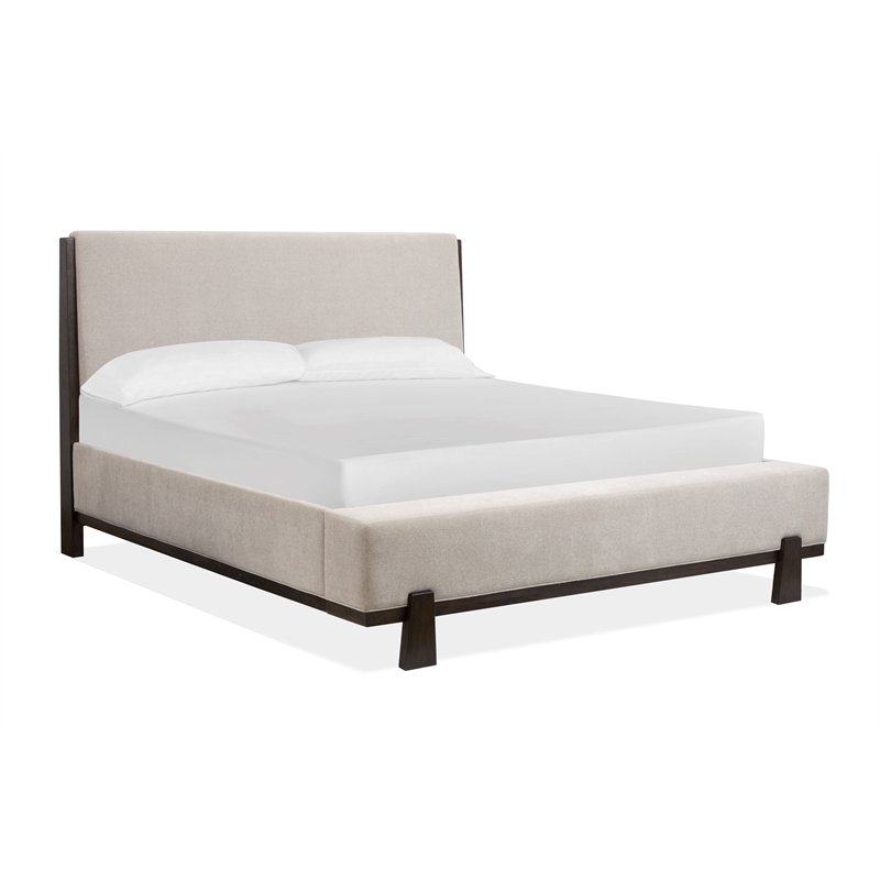 Magnussen Home Tauren Queen Upholstered Panel Bed in Coffee Bean
