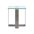 Magnussen Home Holden Rectangular End Table in Aged Pewter And Chrome Pucks