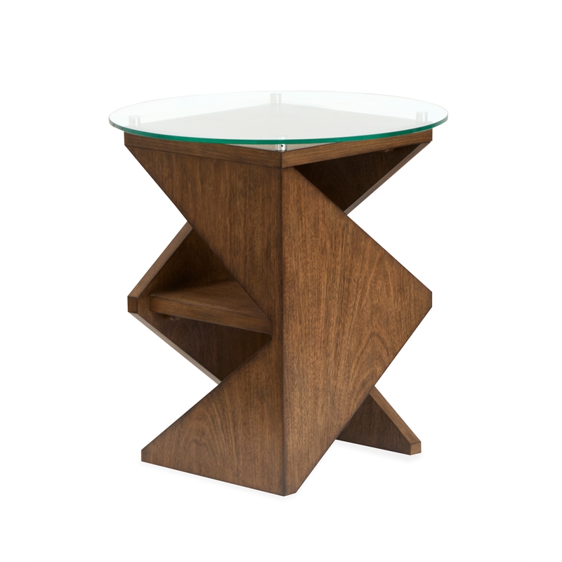 Magnussen Home Vector Round Accent Table in Russet/Brown