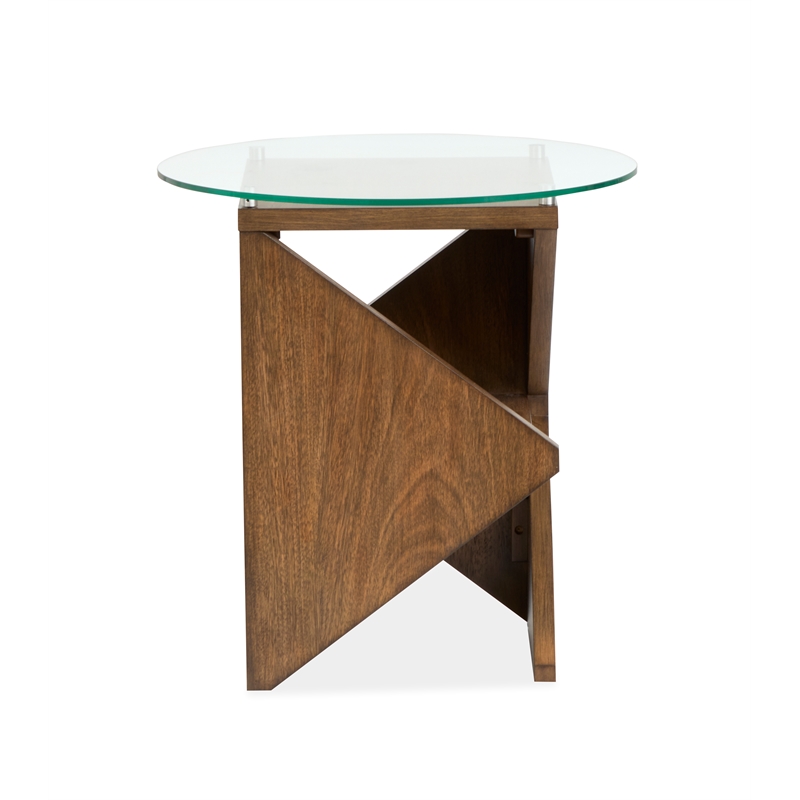 Magnussen Home Vector Round Accent Table in Russet/Brown