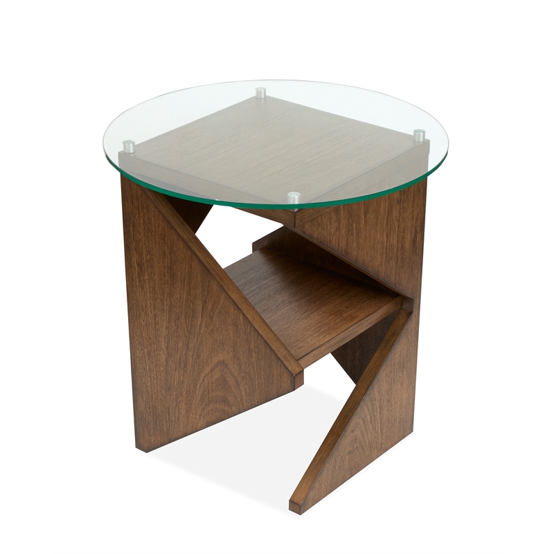 Magnussen Home Vector Round Accent Table in Russet/Brown