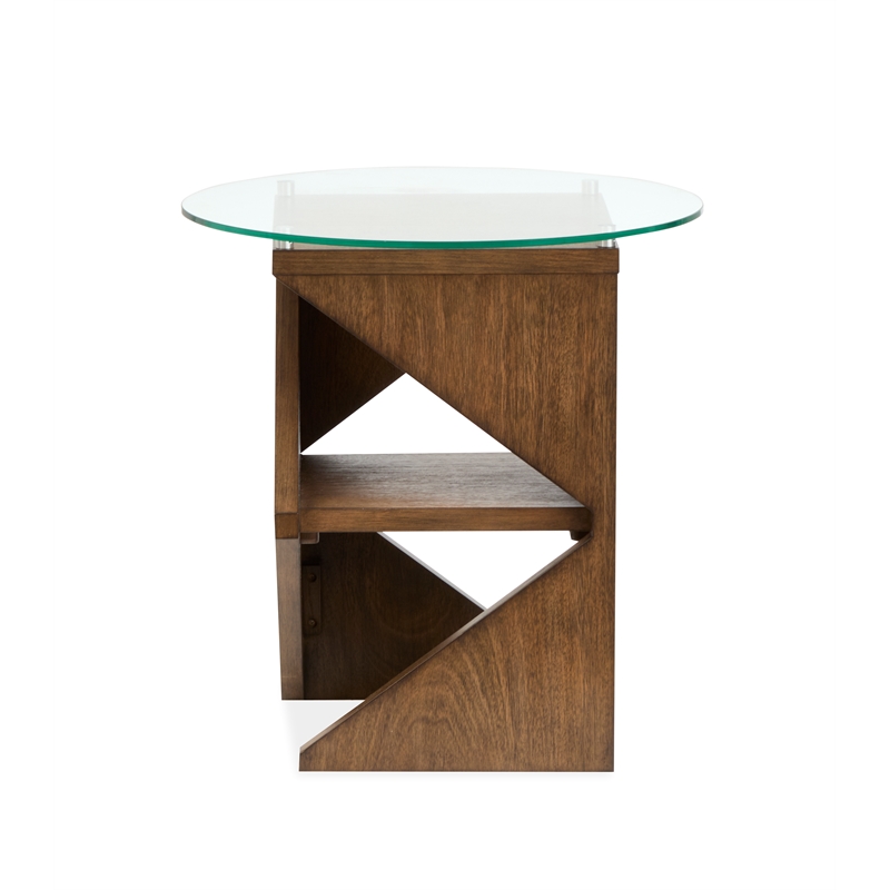 Magnussen Home Vector Round Accent Table in Russet/Brown